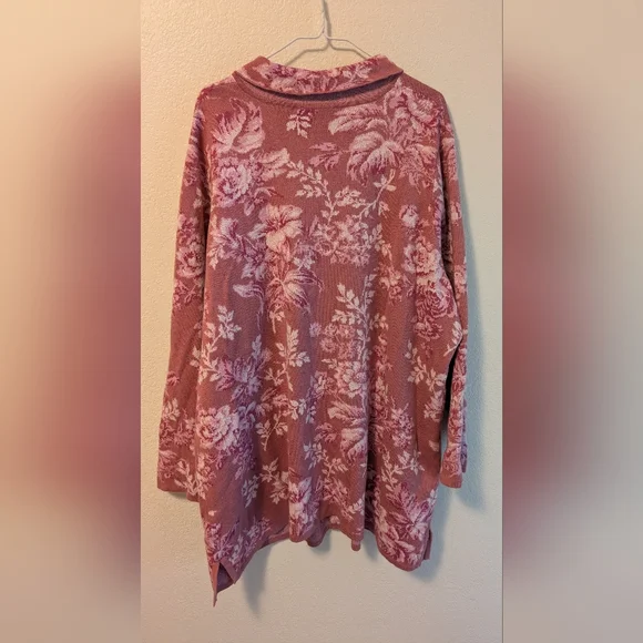 Isaac Mizrahi Pink Floral Tunic Length Cardigan Sweater Size 3X NWOT - Picture 5 of 7